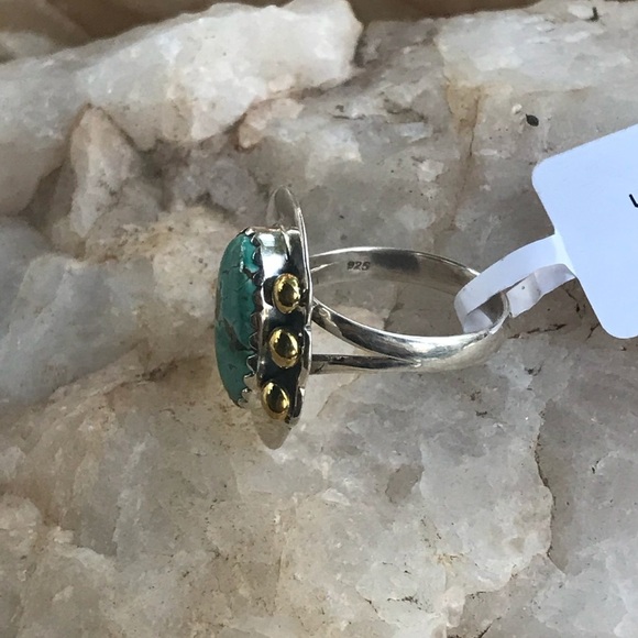 AUSTRALIAN VARISCITE 2-tone 925 sterling ring 8.5 - Picture 5 of 7